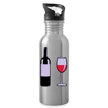 Weinflasche und Weinglas - Trinkflasche mit integriertem Trinkhalm - Lightsilver - Rechts