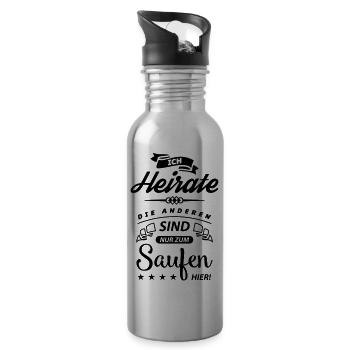 heirate nur zum saufen hier - Trinkflasche mit integriertem Trinkhalm - Lightsilver - Rechts