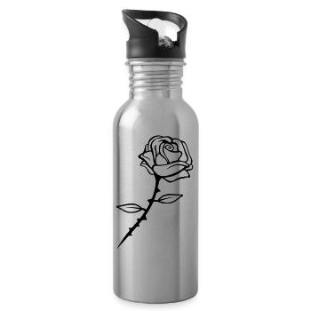 rose flower design - Trinkflasche mit integriertem Trinkhalm - Lightsilver - Rechts
