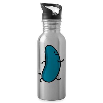 funny blue bean - Water bottle with straw - silver - Right