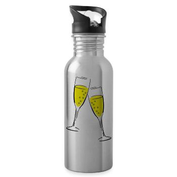 sekt design glas - Trinkflasche mit integriertem Trinkhalm - Lightsilver - Rechts