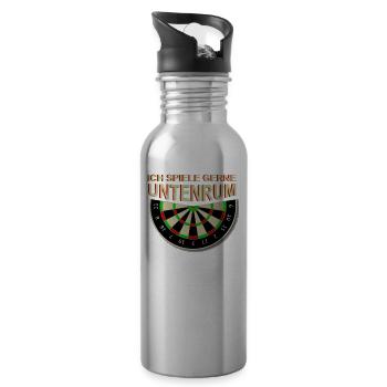 Lustiger Dart Spruch Ich Spiele Gerne Untenrum - Trinkflasche mit integriertem Trinkhalm - Lightsilver - Rechts