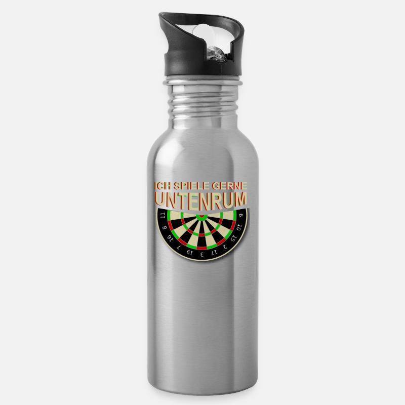 Lustiger Dart Spruch Ich Spiele Gerne Untenrum - Trinkflasche mit integriertem Trinkhalm - Lightsilver