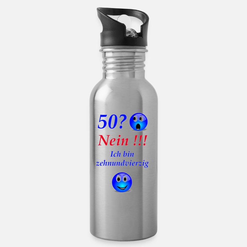 50. Geburtstag - Trinkflasche mit integriertem Trinkhalm - Lightsilver