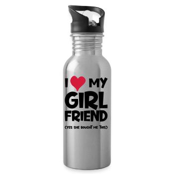 I love my Girlfriend she bought this Valentinesday - Water bottle with straw - silver - Right