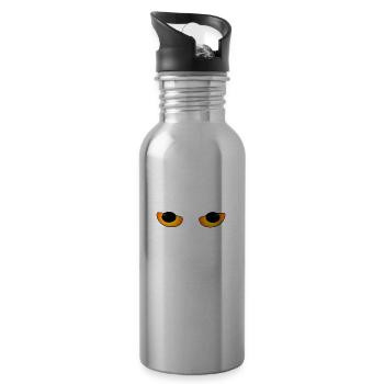 Ich brauche keinen Mittelfinger Augen Meme Spruch - Trinkflasche mit integriertem Trinkhalm - Lightsilver - Rechts
