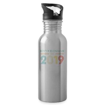 Best Husband Since 2019 First Wedding Anniversary 2019 - Water bottle with straw - silver - Right