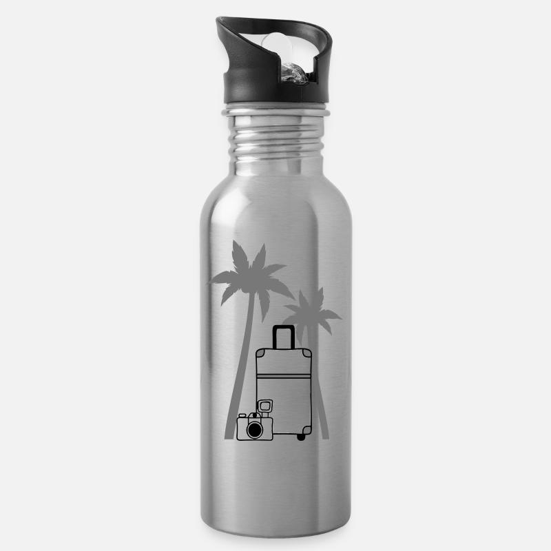 Caméra valise palme - Gourde avec paille intégrée - argent clair