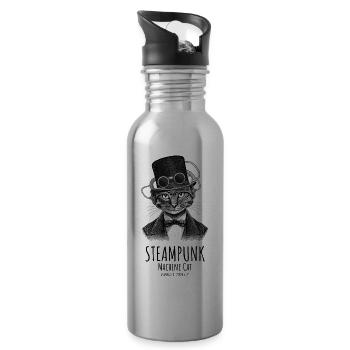 Steampunk Chat # 01 - Water bottle with straw - silver - Right