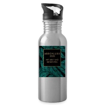 Abschluss 2020 Mit Abstand Bestanden! Palmen Blatt - Trinkflasche mit integriertem Trinkhalm - Lightsilver - Rechts