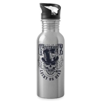 skull casino - Water bottle with straw - silver - Right