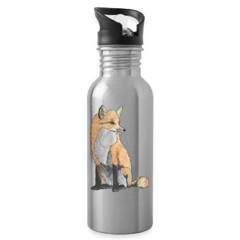 Red fox - Water bottle with straw - silver - Right
