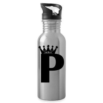 Couronne de lettre P - Gourde avec paille intégrée - argent clair - Droite