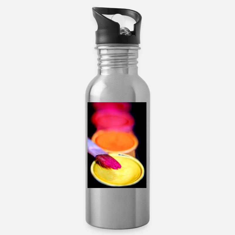 Malerei - Trinkflasche mit integriertem Trinkhalm - Lightsilver