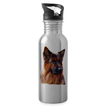 Old German Shepherd German Shepherd - Water bottle with straw - silver - Right