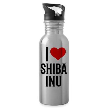 i heart shiba inu - j'aime mon shiba inu - Gourde avec paille intégrée - argent clair - Droite