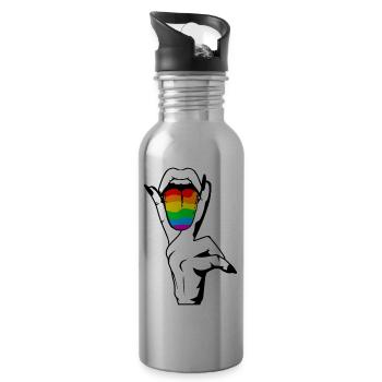 LGBTQ, lesbisch, schwul, bisexuell, transsexuell - Trinkflasche mit integriertem Trinkhalm - Lightsilver - Rechts