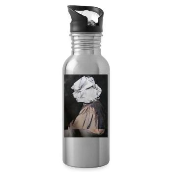 PAPER HEAD, 2020 by massimiliano sbrescia - Water bottle with straw - silver - Right