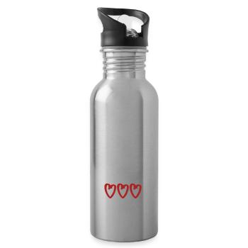 love love Saint-Valentin en amour Dicton anglais - Gourde avec paille intégrée - argent clair - Droite