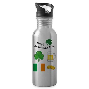 Einen schönen St. Patrick Tag. Festliches Design - Trinkflasche mit integriertem Trinkhalm - Lightsilver - Rechts