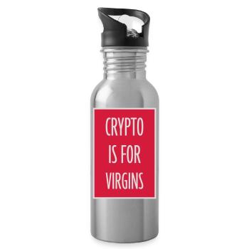 crypto is for virgins - Water bottle with straw - silver - Right