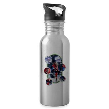 Eishockey Eishockeyspieler Spieler Vintage Retro - Trinkflasche mit integriertem Trinkhalm - Lightsilver - Rechts