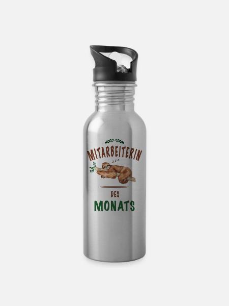 Mitarbeiterin des Monats - Trinkflasche mit integriertem Trinkhalm - Lightsilver
