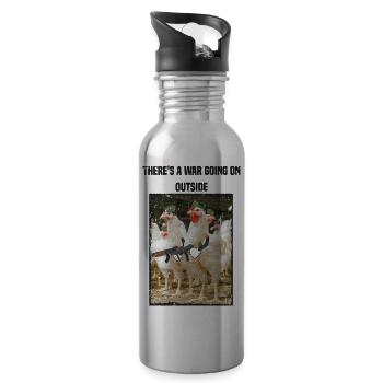 Theres a war going on outside Bird World Gang - Trinkflasche mit integriertem Trinkhalm - Lightsilver - Rechts