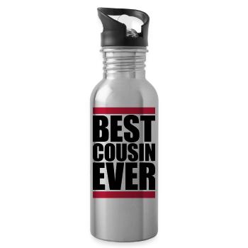 best cousin ever Zitat - Trinkflasche mit integriertem Trinkhalm - Lightsilver - Rechts
