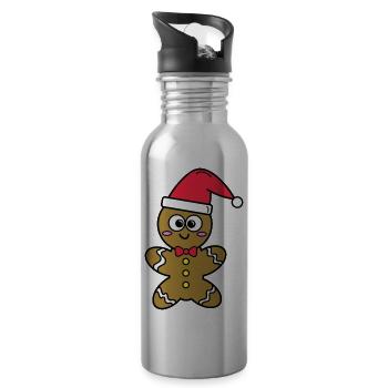 Lebkuchenmann - Trinkflasche mit integriertem Trinkhalm - Lightsilver - Rechts