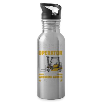 Gabelstaplerfahrer Sprüche | Gabelstapler Geschenk - Trinkflasche mit integriertem Trinkhalm - Lightsilver - Rechts