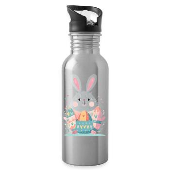 Osterhase - Trinkflasche mit integriertem Trinkhalm - Lightsilver - Rechts