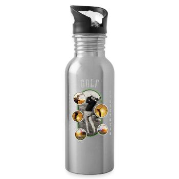 Golf Golfen Golfspieler Sport Hobby Club Vintage - Trinkflasche mit integriertem Trinkhalm - Lightsilver - Rechts