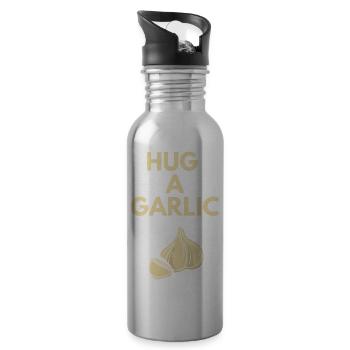 HUG A GARLIC - Water bottle with straw - silver - Right