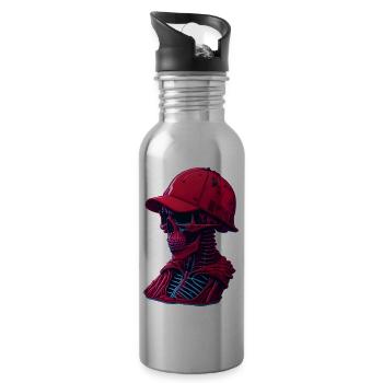 Skelett mit Kappe - Trinkflasche mit integriertem Trinkhalm - Lightsilver - Rechts