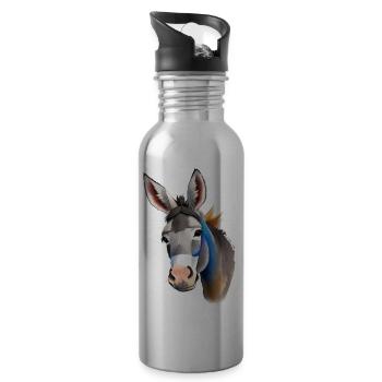 cute donkey - Water bottle with straw - silver - Right