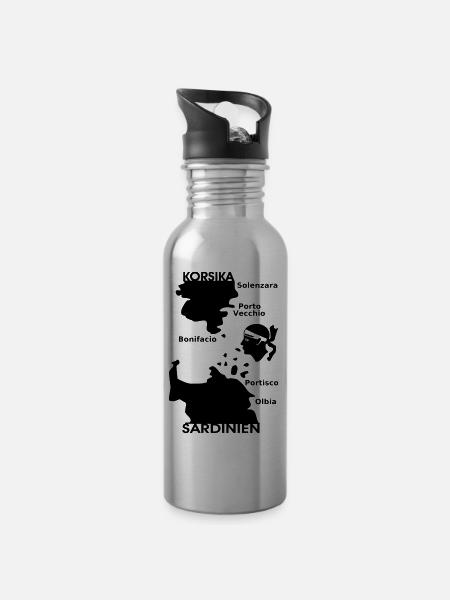 Corsica Sardinia Mori - Water bottle with straw - silver