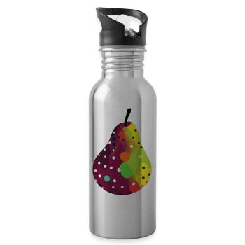 BIRNE POP ART - Trinkflasche mit integriertem Trinkhalm - Lightsilver - Rechts