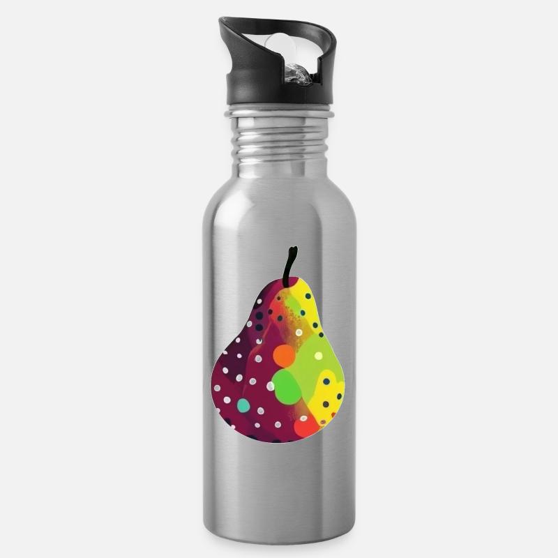 POIRE POP ART - Gourde avec paille intégrée - argent clair