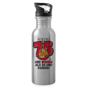 Lieber 75 und würzig als 20 und ranzig! - Trinkflasche mit integriertem Trinkhalm - Lightsilver - Rechts