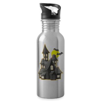 Maison de sorcière pleine lune Halloween - Gourde avec paille intégrée - argent clair - Droite