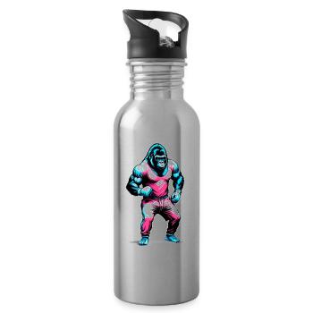 Boxing Gorilla Boxer - Water bottle with straw - silver - Right