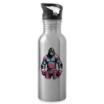 Boxen Gorilla Boxershorts - Trinkflasche mit integriertem Trinkhalm - Lightsilver - Rechts