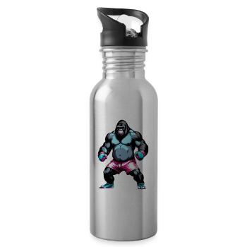 Boxen Gorilla Boxershorts - Trinkflasche mit integriertem Trinkhalm - Lightsilver - Rechts