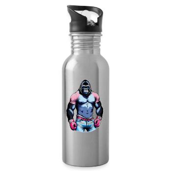Boxen Gorilla Boxershorts - Trinkflasche mit integriertem Trinkhalm - Lightsilver - Rechts