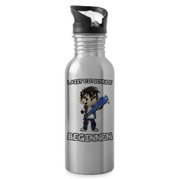 lasst die schule beginnen auf dunkel - Trinkflasche mit integriertem Trinkhalm - Lightsilver - Rechts