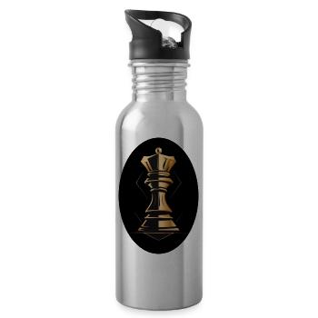Schach Figur König - Trinkflasche mit integriertem Trinkhalm - Lightsilver - Rechts