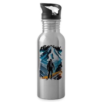 Natur & Bergwandern - Trinkflasche mit integriertem Trinkhalm - Lightsilver - Rechts