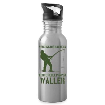 Vergiss die Hanteln echte Kerle pumpen Waller - Trinkflasche mit integriertem Trinkhalm - Lightsilver - Rechts