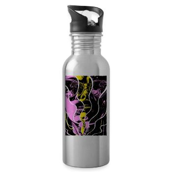 Frau Sonnenbrille Kunst Mode Modern Trend Bunt - Trinkflasche mit integriertem Trinkhalm - Lightsilver - Rechts